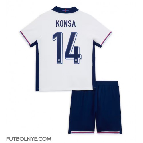 Camiseta Inglaterra Ezri Konsa #14 Primera Equipación para niños Eurocopa 2024 manga corta (+ pantalones cortos)